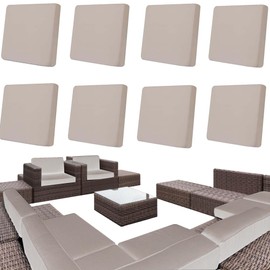 YIJIARAN 8Pcs Patio Cushion Stretch Covers, Outdoor Cushion Cover Replacement, Yard Sofa Couch Slipcovers for Patio Furniture Cushion Covers, Outdoor Waterproof Soft Flexibility Protector-Moka