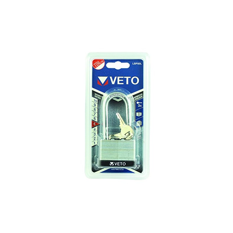 TIMCO Laminated Padlock - Long Shackle - 50mm