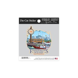 Die Cut Sticker San Francisco, California, Fisherman's Wharf, Contour Vinyl Sticker 1 to 3 inches (Waterproof Decal for Cars, Water Bottles, Laptops, Coolers), Small