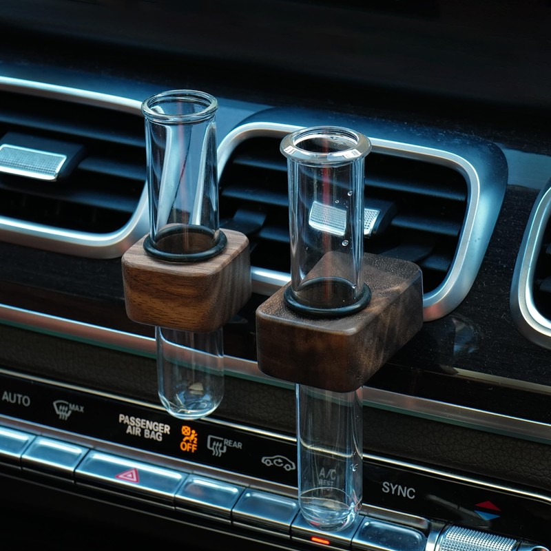 LVBRT 2 PCS Car Propagation Vase Vent Clip, Black Walnut