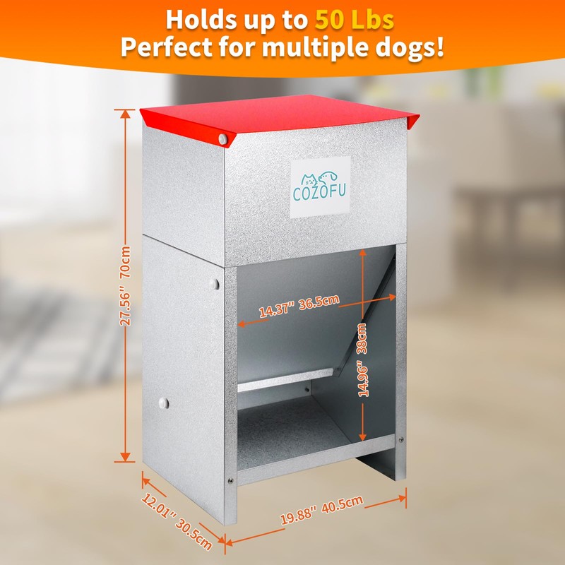 COZOFU Dog Feeder - Galvanized Metal Pet Food Station for