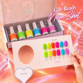 AZUREBEAUTY Juego de esmaltes de uñas de gel de neón de 6 colores de 0.5 fl oz, sin HEMA, botellas del mismo color, kit de esmalte de gel UV LED para 