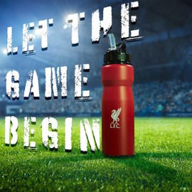 Liverpool FC Water Bottle with Straw - Metal Water Bottle for Football Fans Sports Work School Gym Liverpool Gifts for Men