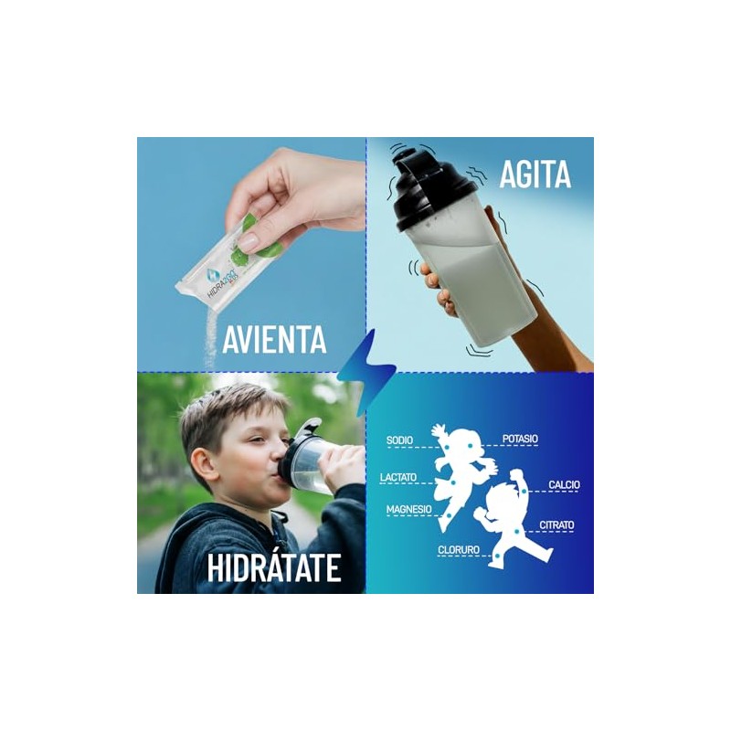 Hidra2go Kids Electrolitos Niños Azúcar Vitamina Elderberry Prebioticos Sobres Sabor