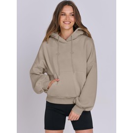 ANRABESS Womens Oversized Hoodies Lantern sleeve Fleece Sweatshirts 2025 Fall Winter Loose Pullover Preppy Clothes khaki X-Large