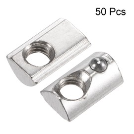 sourcing map M5 T Slot Nuts Roll in Spring T-nut with Ball Carbon Steel for 2020 Series Aluminum Extrusion Profile Rail with 6mm Slot 50Pcs