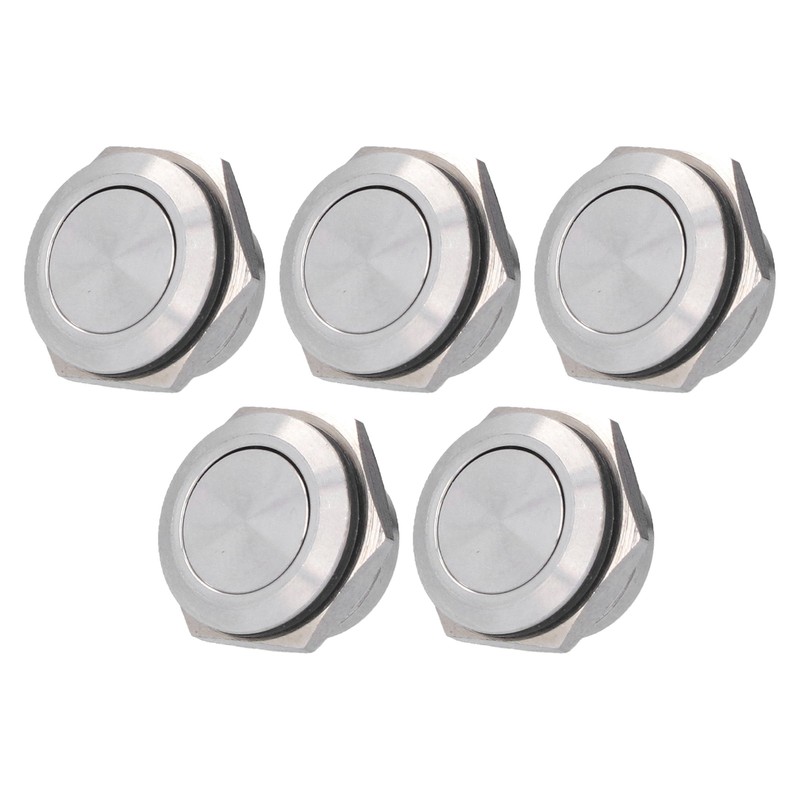 5Pcs Flat Top Button Switch Stainless Steel Waterproof Screw Terminal