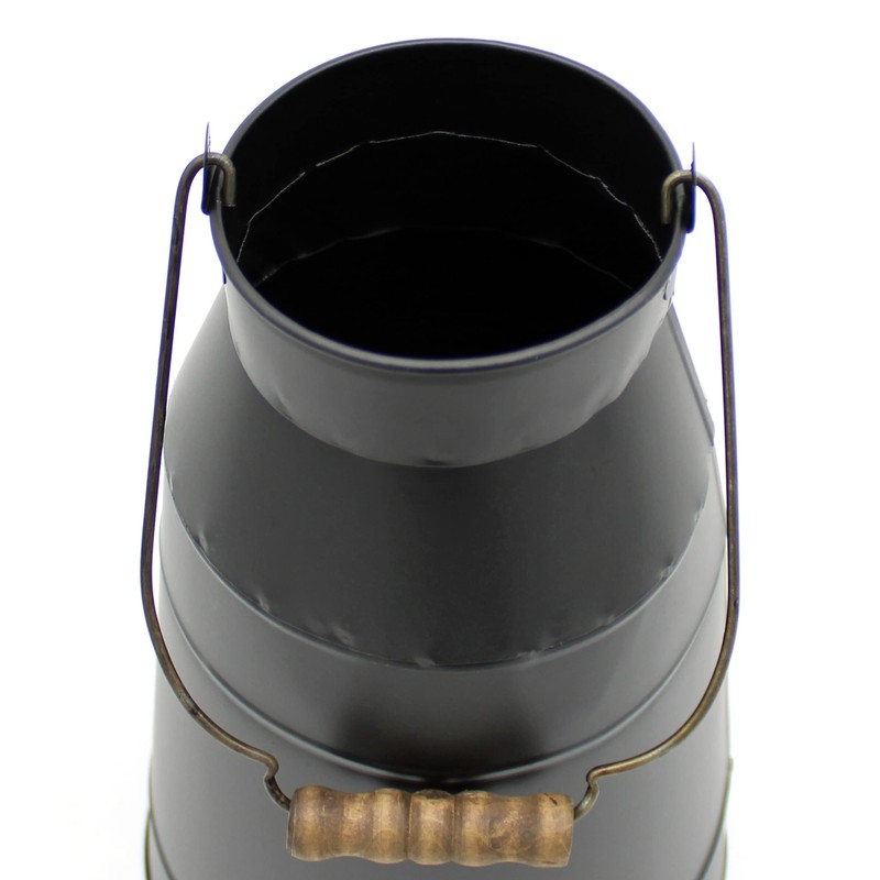 CVHOMEDECO. 10 Inch Galvanized Metal Milk Can with Wooden Handle,