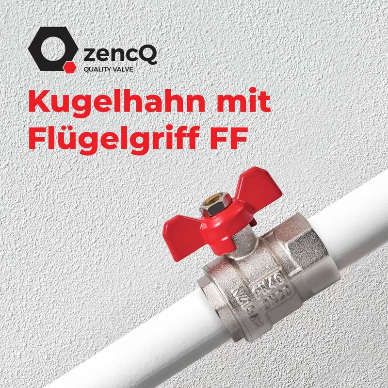 zencQ Ball Valve with Screw Connection 1/2 Inch FF, Brass