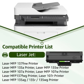 greencycle 105A Compatible Black Toner Cartridge Replacement for HP 105A 105 W1105A High Yield to use for Laser MFP 137fnw 135a 135w 107a 107w Printer (1-Pack)
