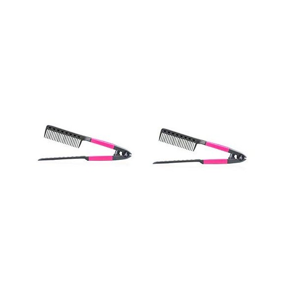 Herstyler Straightening Comb For Hair - Flat Iron Comb For Great Tresses - Hair Straightener Comb With A Grip - Comb For Knotty Hair - Pink Hot Iron Comb To Smoothe Hair - Set of 2