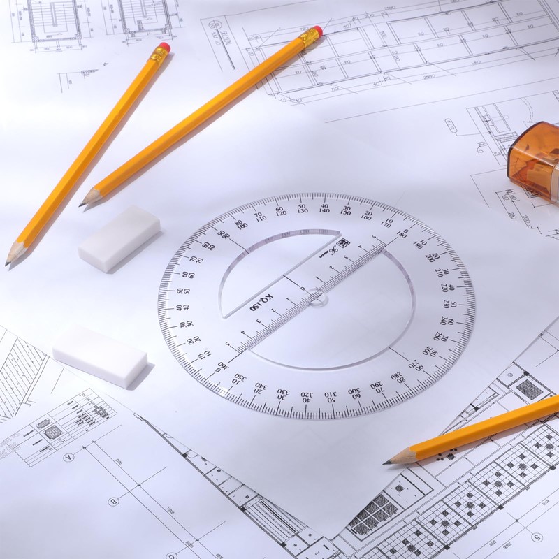 Zonon 2 Pack 6 Inch Protractor, Multifunctional Drawing Ruler Rotatable