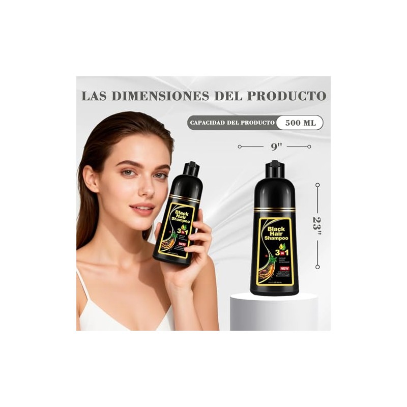 shampoo con tinte 3 en 1,Champú Colorante para Teñir el