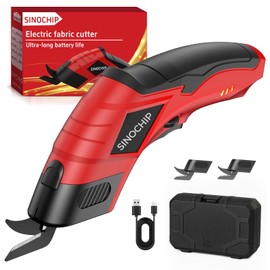 SINOCHIP Electric Scissors for Cardboard Cutting, 2000mAh cell 12000RPM High-Power Box Cutter with Dual Blades & Safety Lock Suitable for fabrics, cardboard, plastics, leather, carpets