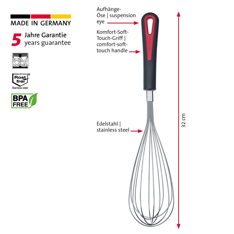 Westmark Schneebesen, Sehr elastische Drähte, Formstabil, Länge: ca. 32 cm,