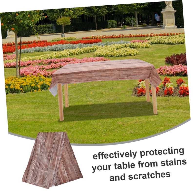 LABRIMP 4pcs Natural Wood Grain Tablecloth Dining Table Cover Vintage
