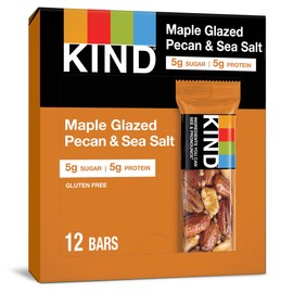 KIND KIND Nut Bars, Maple Glazed Pecan & Sea Salt, Healthy Snacks, Gluten Free, Low Sugar, 5g Protein, 12 Count