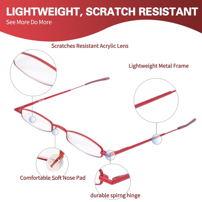 I-Mag Mini Metal Spring Hinge Reading Glasses with Slide Open