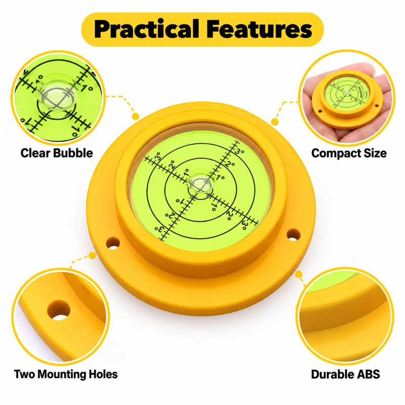 Round Bubble Level Tool – Compact Circular Spirit Level Gauge