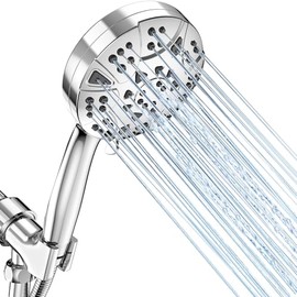 High Pressure 8-mode Handheld Shower Head with 5 ft Stainless Steel Hose and Adjustable Bracket, Built-in Power Wash to Clean Tub, Clean Corner,Tile & Pets