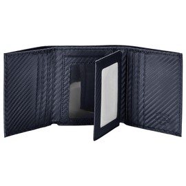 Stealth Mode Leather Trifold RFID Wallet For Men With Flip Out ID Holder, Carbon Fiber, One Size, Mens Trifold Wallet