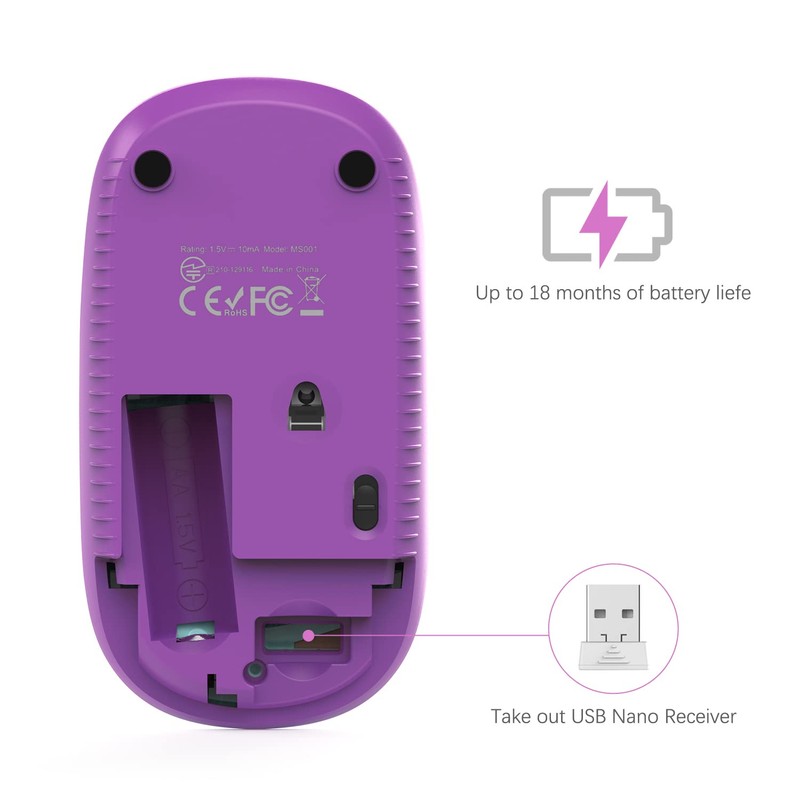 VssoPlor Wireless Mouse, 2.4G Slim Portable Computer Mice with Nano