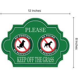 Pack of 3 No Peeing and No Pooping Dog Sign - 12x8 inch Double Plastic Sided Please Be Respectful Keep Off The Grass Yard Signs with Metal Wire H-Stakes - No Dog Poop Signs for Yard Outdoor
