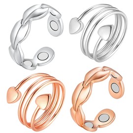 Cigmag 4PCS Copper Rings for Women Magnetic Rings Strong Magnets 99.99% Pure Copper Adjustable Thumb Fingers Ring with Jewelry Gift Box for Mother's Day