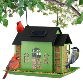 Bird Feeders for Outdoors Hanging,Solar Bird Feeder with Double Suet Cage,Large Cardinal Bird Feeder Birdhouses Garden Decoration