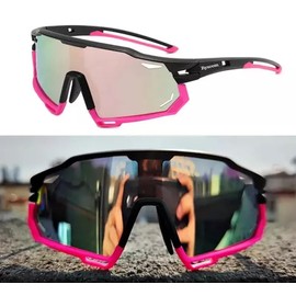 gafas de sol polarizadas para deportes como ciclismo senderismo correr trotar entrenar color azul deportivo espejeado color Rosa