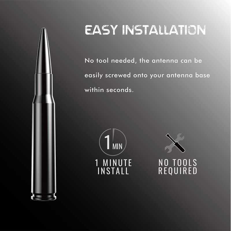Rydonair Antena de estilo bala de 50 cal, compatible con