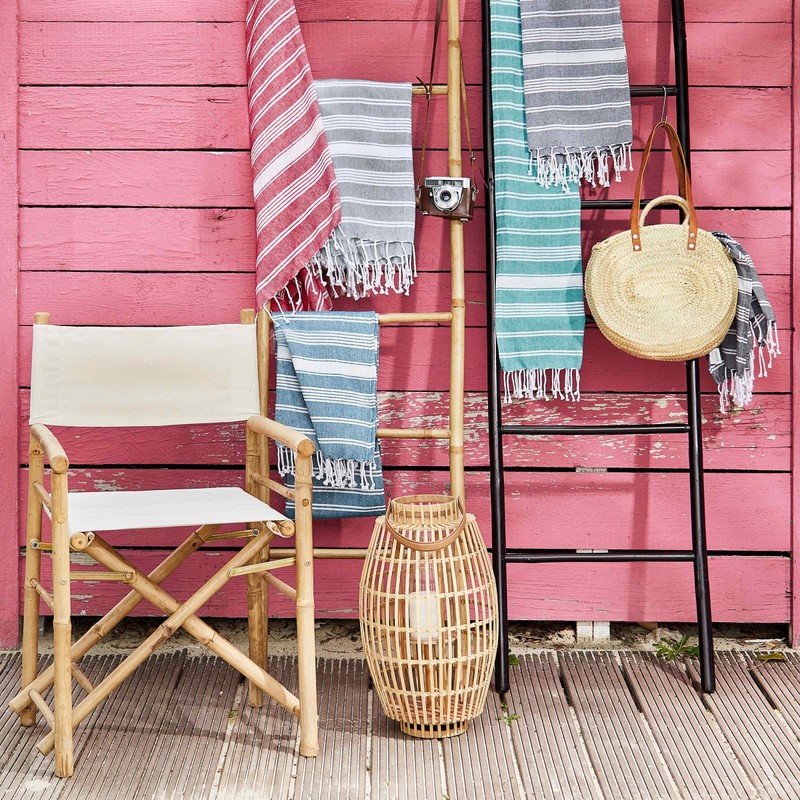 BUTLERS Surfside Badetuch 90x170 gestreift - Hamamtuch mit Fransen -