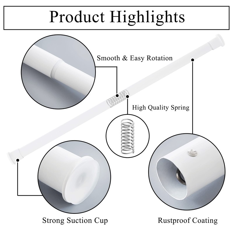 RYB HOME 1" Indoor Outdoor Tension Curtain Rod, 80-120" Rustproof