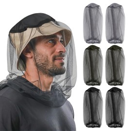 Pack of 6 Mosquito Net Head, Mosquito Net Head Protection, Black, Green, Grey, Mosquito Protection Head Net, Mosquito Protection Head for Fishing, Camping, Climbing, Cycling, Beekeeping, Hiking
