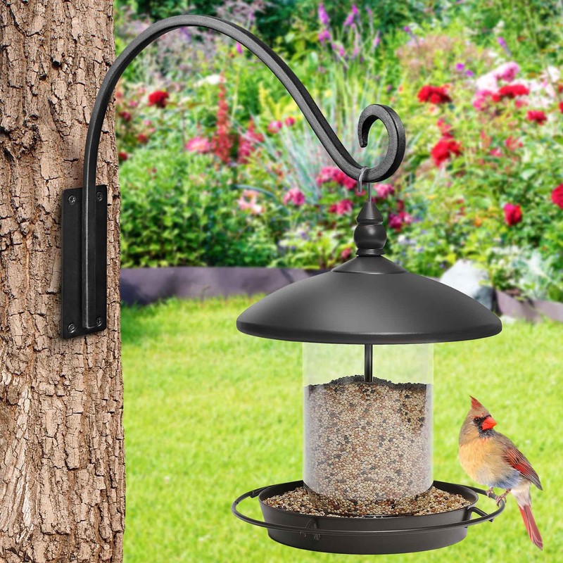 Lifyzoon Heavy Duty Plant Hanger Bracket (16"/Black) Outdoor Hand-Forged Hanging