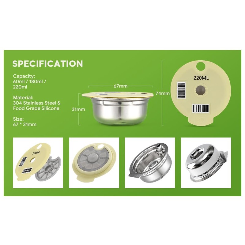 for Tassimo Reusable Coffee Capsules Refillable Coffee Filter Pods,Stainless Steel