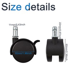 INCREWAY Nylon Caster Wheels 50mm, 5Pcs Threaded Caster with Brake Swivel Stem Caster Replacement for Shelving Unit