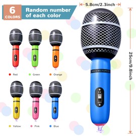 Zhanmai 120 Pcs Inflatable Microphones Blow up Assorted Colors Inflatable Microphone Props Plastic Toys for Musical Concert Themed Party Birthday Party Decoration Role Play Supplies