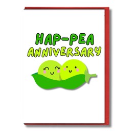Happy Anniversary Card Wedding Anniversary Cards, From Wife Husband Girlfriend Boyfriend Partner |, For Him Her Mum Dad Parents Daughter Son Brother Sister In Law, Cute Pun, Hap- pea anniversary