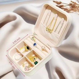 JFKJKQH Small Jewelry Box,Travel Jewelry Organizer Case with Stylish Braided Surface,Portable Storage Case for Rings Necklace and Stud Earring