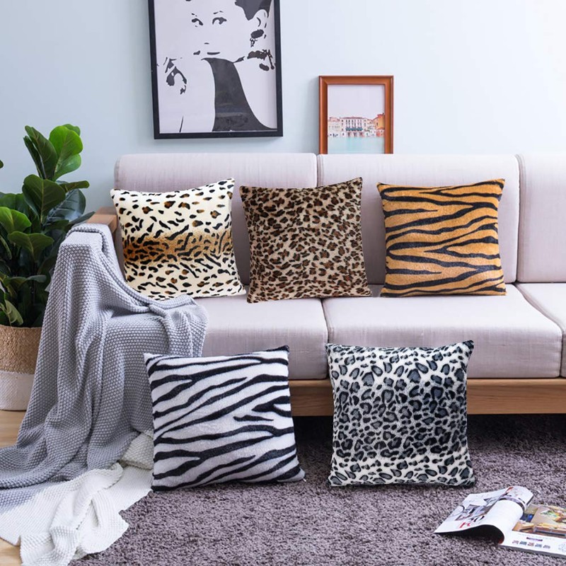 Hodeacc 6 Pack Leopard Printed Series Pillow Covers,Soft Plush Animal