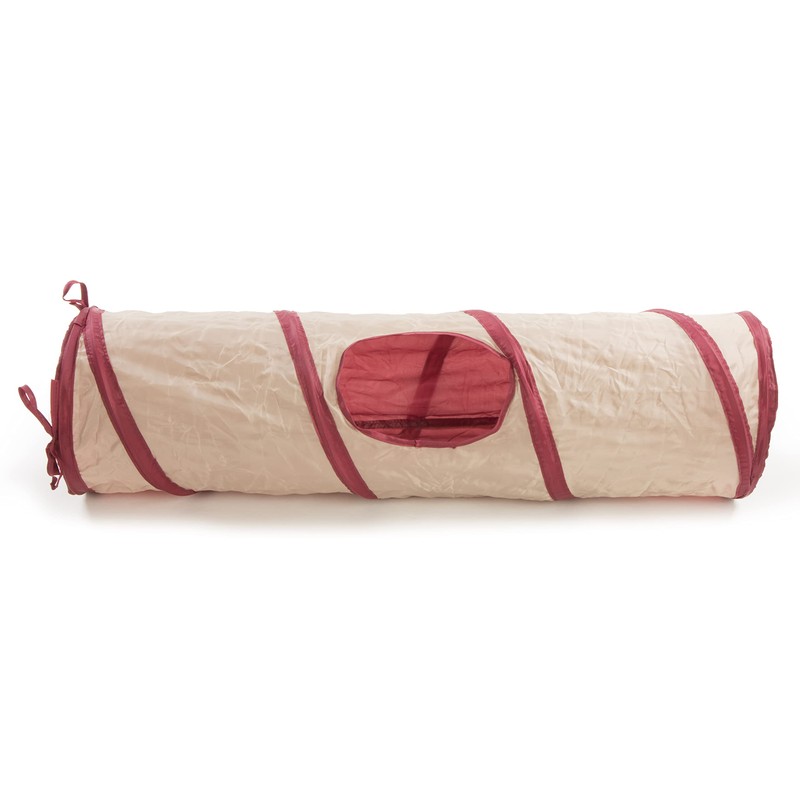 SmartyKat Crackle Chute Crinkle Activity Tunnel Cat Toy - Tan/Red,