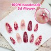3D Flower Press on Nails Rhinestone Stick on Nails Petal