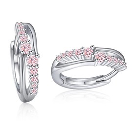 YUIITU Women's Earrings, Popular, Finest Zirconia, Hoop Earrings, Hypoallergenic, Twist Two-Tone Earrings, 925 Silver, 18K Gold, Pink Gold Plated, Stylish, Adult Earrings, Work, Everyday, Women's