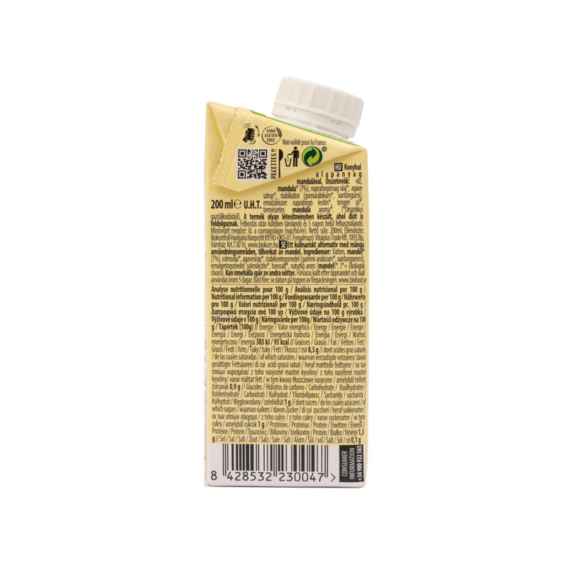 Ecomil Organic Cuisine Chef Almond Cream 200 ml