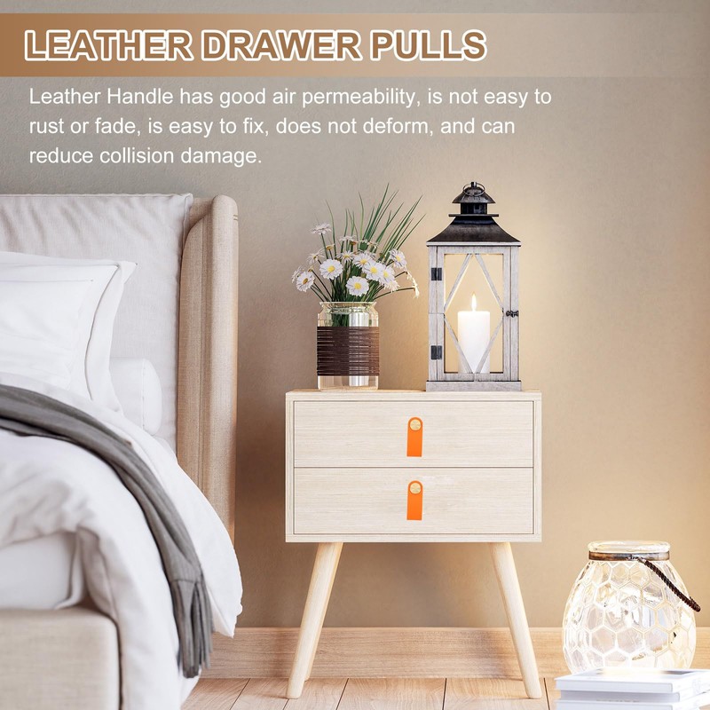 PATIKIL Leather Drawer Pulls, 4 Pack Leather Handle Center Cabinet
