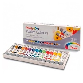 Pentel Arts Acuarelas, Colores Vívidos, Estuche con 15 Piezas, WFRS-15