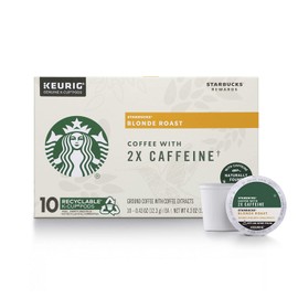 Starbucks Blonde Roast K-Cup Coffee Pods with 2X Caffeine — for Keurig Brewers — 6 boxes (60 pods total)