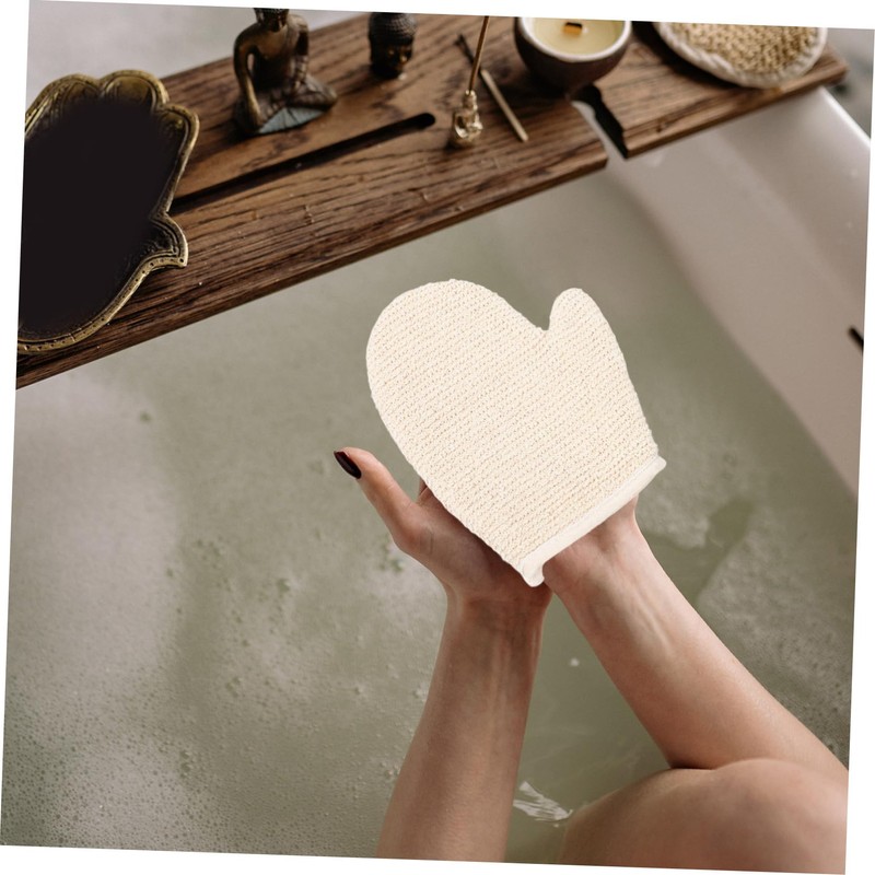 Baluue Dual Sided Bath Mitts Natural Sisal Jute Exfoliating Gloves