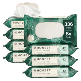 The Honest Company Hypoallergenic Flushable Wipes for Sensitive Skin, Tropical Leaves, 336 Count